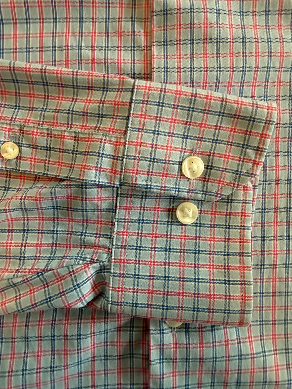 BONOBOS Slim Fit Button-Down Dress Shirt – Men’s XL – Blue Pink & Navy Plaid - Picture 6 of 8